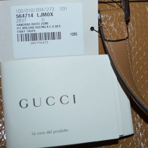 NWT GUCCI GG ZUMI MEDIUM TOP HANDLE PYTHON SATCHEL BAG - Picture 6 of 6